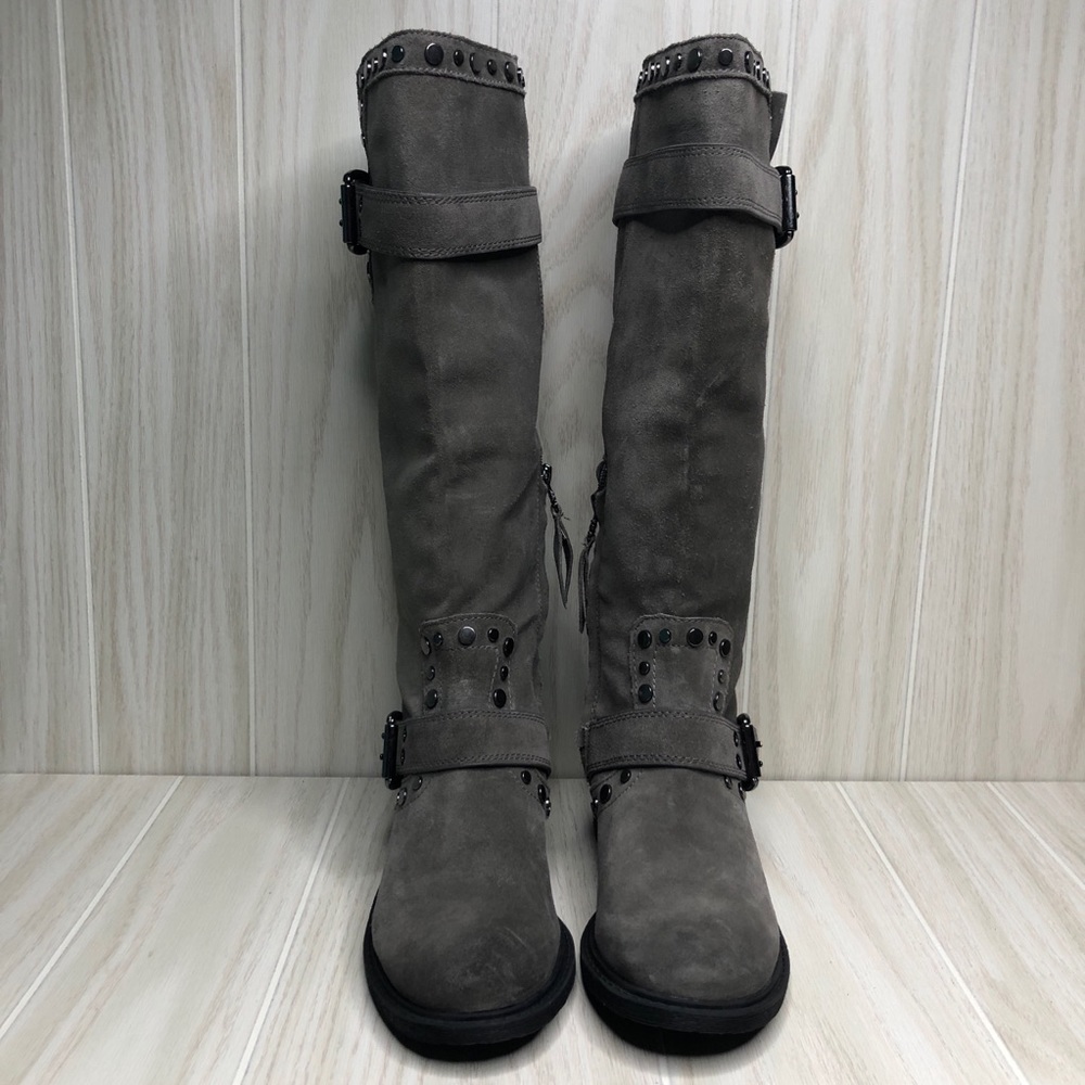 Sam Edelman Deryn Buckle Studded Suede Heeled Boot - Picture 8 of 10